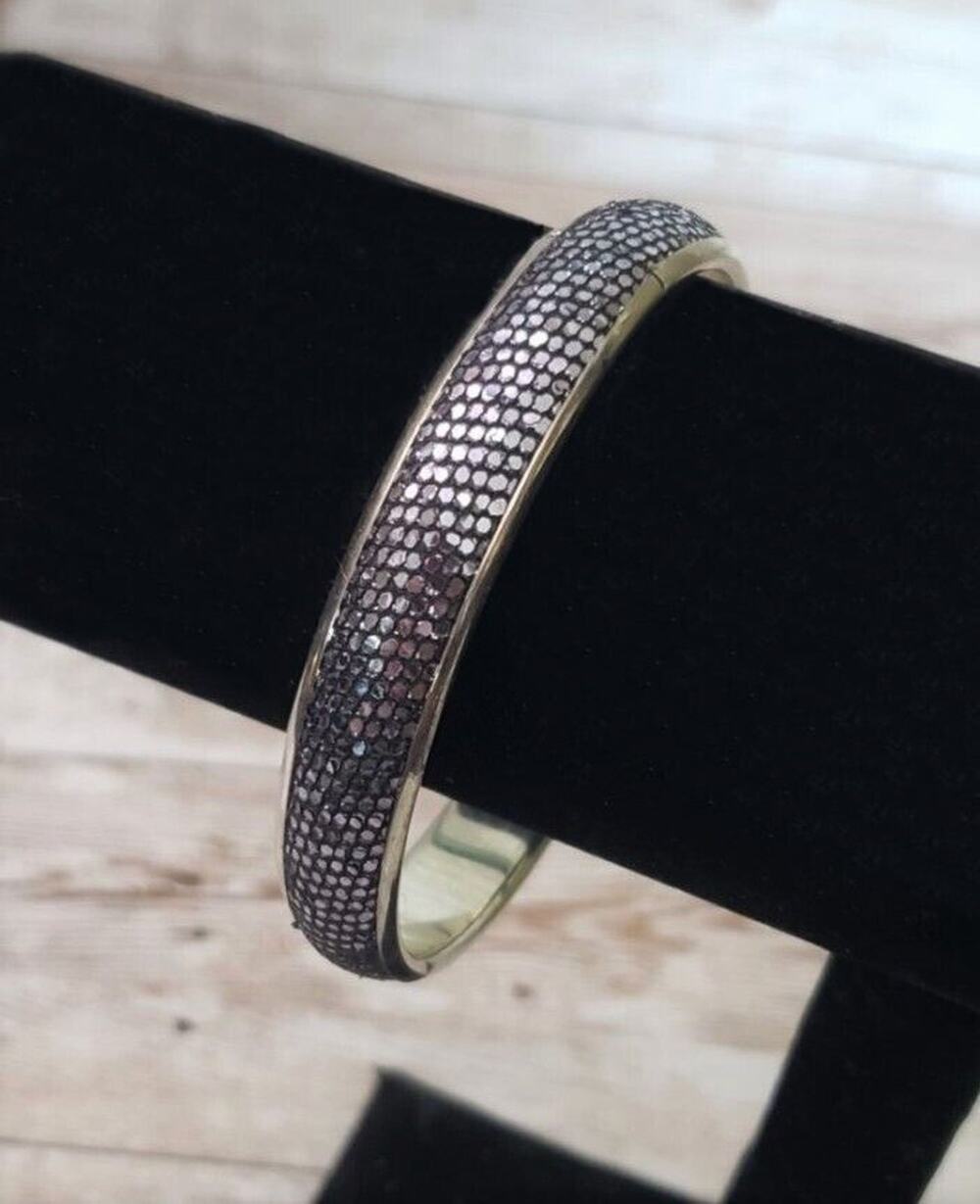 Vintage Bracelet / Bangle - 8" Grey & Silver Tone